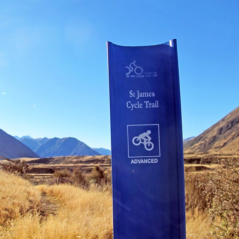 St James Cycleway Trail Advanced Sign credit bennettandslater.co.nz landing